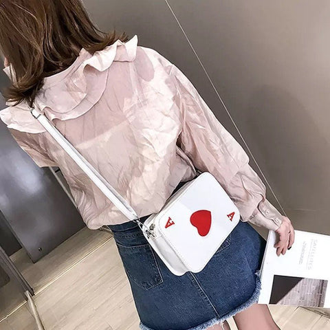 Ace Red Heart Shoulder white bag A initial - Froppin