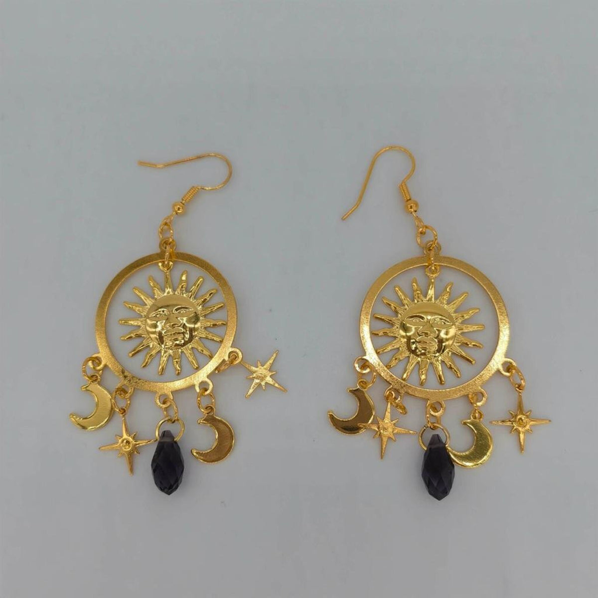 Healing Sun Celestial Star Hoop Earring, Color Drop Crystal Rebirth