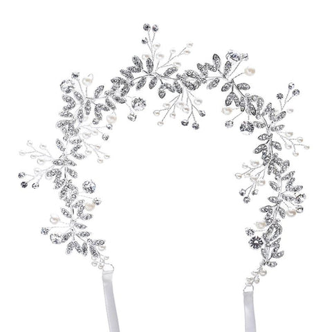 Silver Bridal Flower Hair Comb Floral Pearl Hairband, Hair Vine Crystal Bridal Headpiece, Bridesmaid Gift Wedding Tiara Hair Flower Headband - Froppin