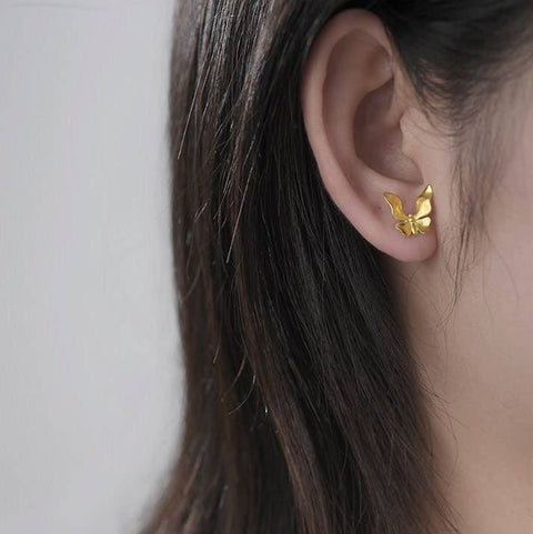 18k Gold Butterfly Earrings Dainty Minimalist Earrings - Froppin