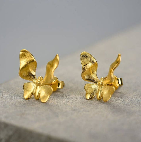 18k Gold Butterfly Earrings Dainty Minimalist Earrings - Froppin