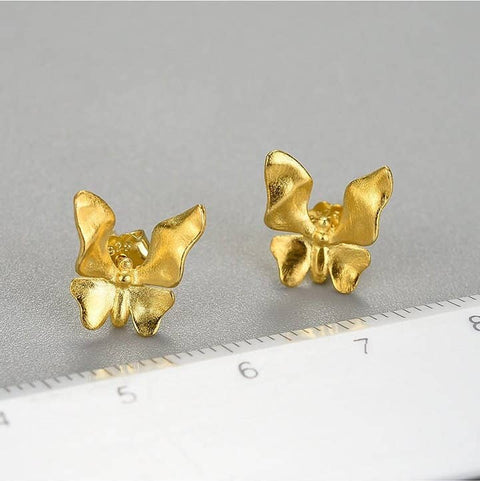 18k Gold Butterfly Earrings Dainty Minimalist Earrings - Froppin