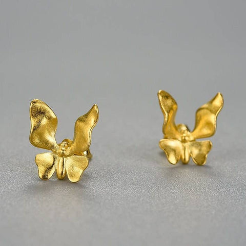 18k Gold Butterfly Earrings Dainty Minimalist Earrings - Froppin