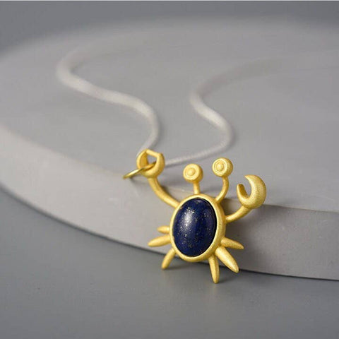 18k Gold Crabby Gemstone Necklace Crystal Necklace - Froppin