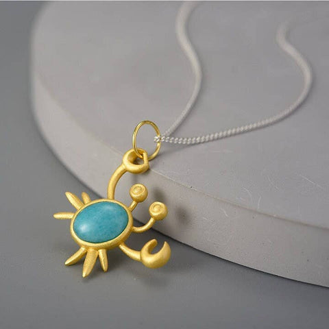 18k Gold Crabby Gemstone Necklace Crystal Necklace - Froppin