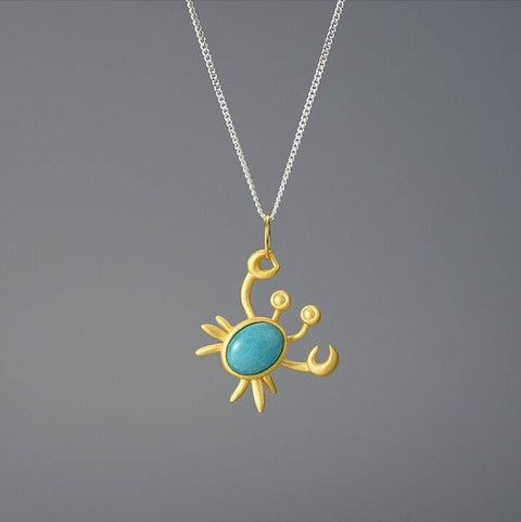 18k Gold Crabby Gemstone Necklace Crystal Necklace - Froppin