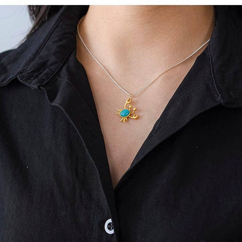 18k Gold Crabby Gemstone Necklace Crystal Necklace - Froppin