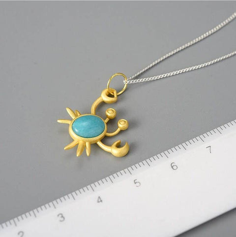 18k Gold Crabby Gemstone Necklace Crystal Necklace - Froppin