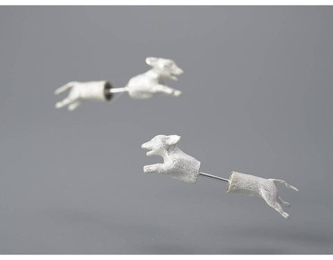 18k Gold Dog Earrings Animal Earrings Unisex Edgy Earrings - Froppin