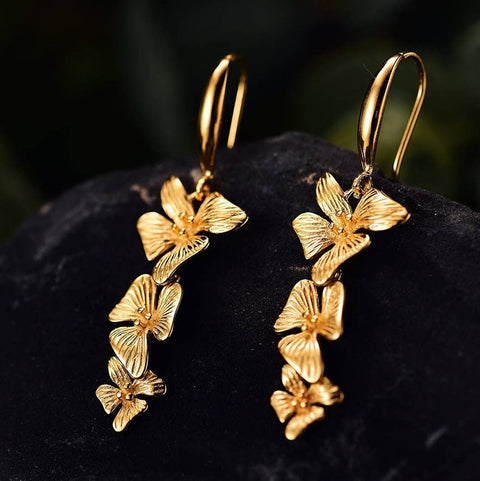 18k Gold Jasmine Flower Earrings - Froppin
