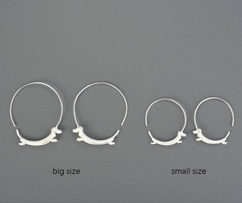 18k Silver Dachshund Hoops Weiner Dog Earrings - Froppin