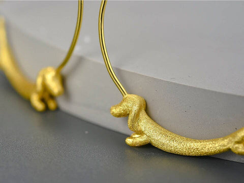 18k Silver Dachshund Hoops Weiner Dog Earrings - Froppin