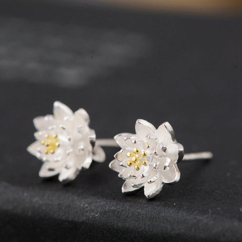 925 Silver Flower Earrings Gold Floral Earrings - Froppin