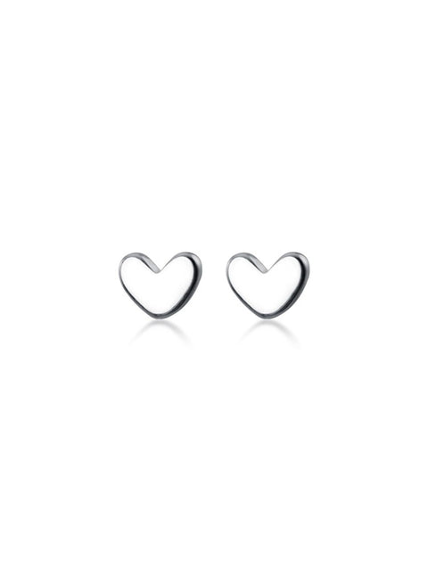 925 Sterling Silver Tiny Minimalist Heart Stud Earrings, Dainty Cute Studs Girly Earrings, Gold Plated Art Heart Earrings, Delicate Earrings - Froppin