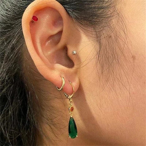 Anime Green Crystal Dangle Earrings - Froppin