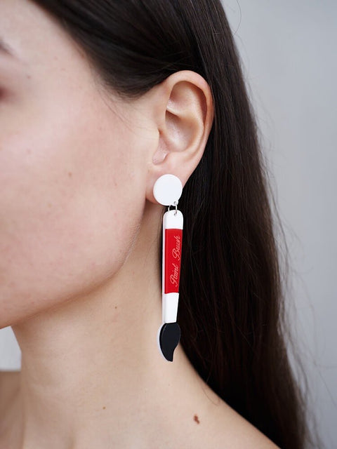 Artist Pallet and Brush Asymmetric Colorful Big Earrings - Froppin