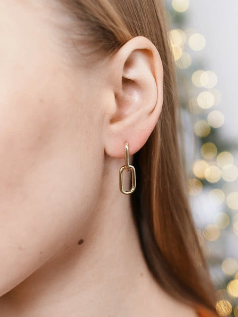 AVA Link Earrings • Cable Link Earrings • Minimalist Gold Earrings • Perfect Gift for Her • Lock Earrings Chain Minimalist Earrings - Froppin