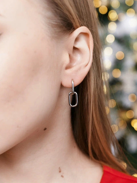 AVA Link Earrings • Cable Link Earrings • Minimalist Gold Earrings • Perfect Gift for Her • Lock Earrings Chain Minimalist Earrings - Froppin