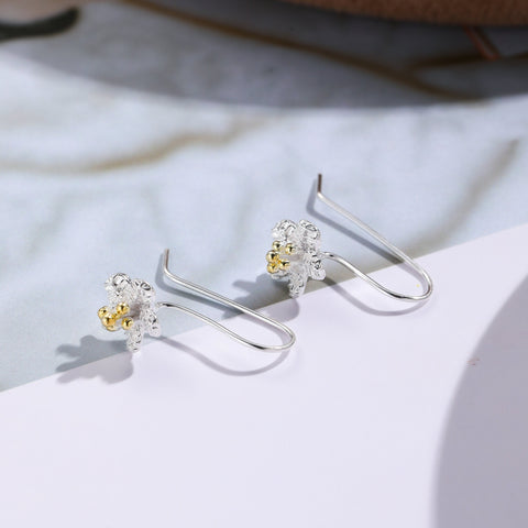 Bell Flower Earrings, Gold Floral Earrings, Enamel Bellflower Earrings Nature Plant Jewelry, Silver Petal Earrings, Long Minimalist Earrings - Froppin