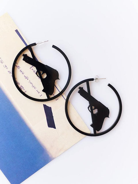 Black Weapon Gun Hoops Earrings - Froppin