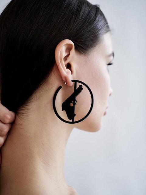 Black Weapon Gun Hoops Earrings - Froppin