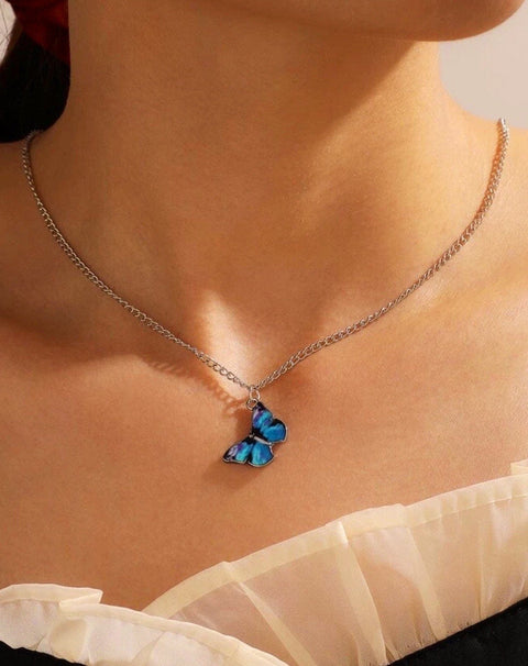 Blue Butterfly Charm Elegant Pendant Necklace - Froppin