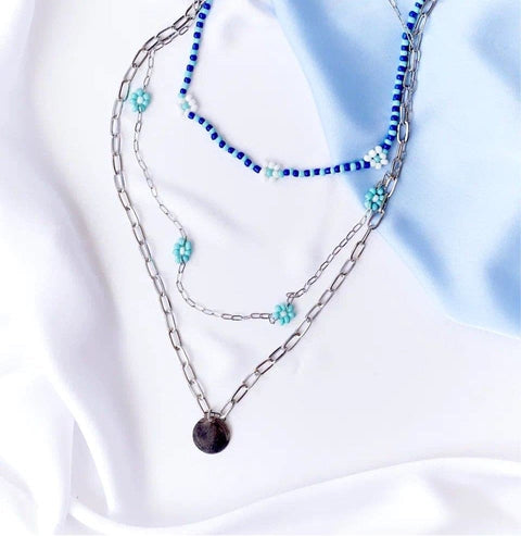 Blue Flowers Necklace - Froppin