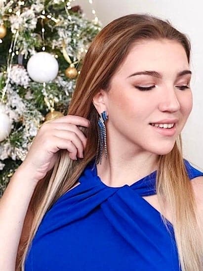 Blue Inlaid Long Earrings - Froppin
