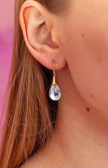 Blue Water Crystal Drop Hook Earrings - Froppin