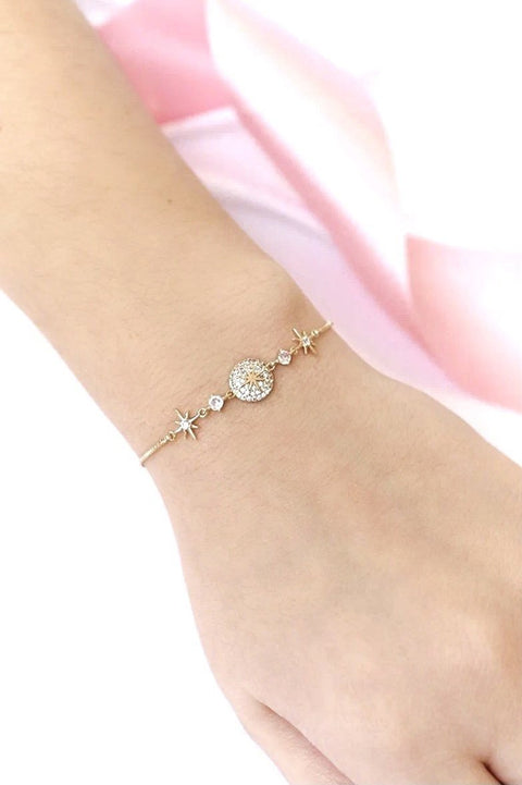 Bracelet Star four Pointed Zircon Inlaid Charm Coin Mediterranean Style Antique Romantic Gift For Her Anniversary - Froppin