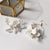 Bridal Flower Hoop Earrings, White Petal Flower Earrings White Trillium Earrings, Girl Delicate Bouquet Earrings, Floral Pearl Bead Earrings - Froppin