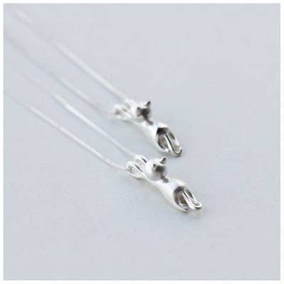 Cat Cute Pendant Sterling Silver Small Elegant Designer Pet Unusual Necklace Pendant - Froppin