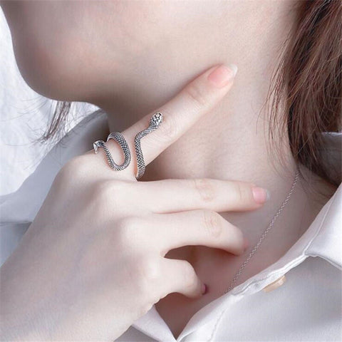Charmer Snake Ring, Slithering Serpent Ring, Zodiac Jewelry Animal Ring Adjustable Band Spiral Jewelry, Pet Snake Ring Unusual Jewelry Gift - Froppin