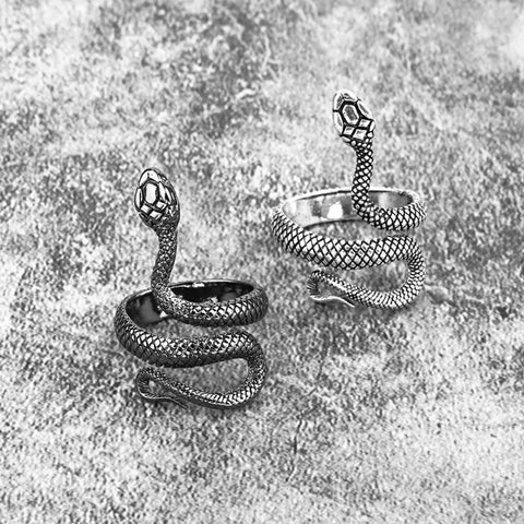 Charmer Snake Ring, Slithering Serpent Ring, Zodiac Jewelry Animal Ring Adjustable Band Spiral Jewelry, Pet Snake Ring Unusual Jewelry Gift - Froppin