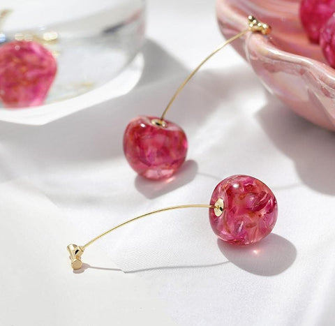 Cherry Burgundy Red Realistic Earrings - Froppin
