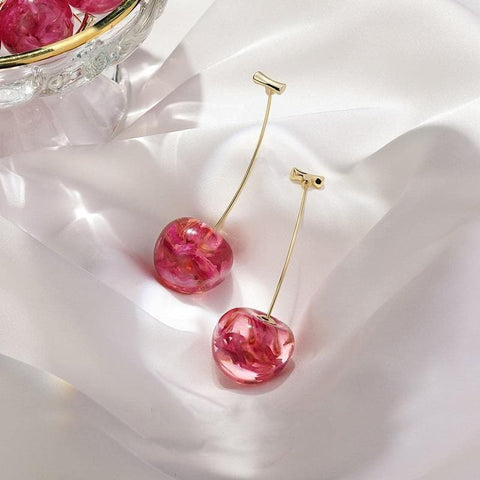 Cherry Burgundy Red Realistic Earrings - Froppin
