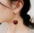 Cherry Earrings Ear jacket Unusual Berry Cute Creative Long Summer Red Burgundy Elegant Delicate Designer Fruit Food Dangle Earrings - Froppin