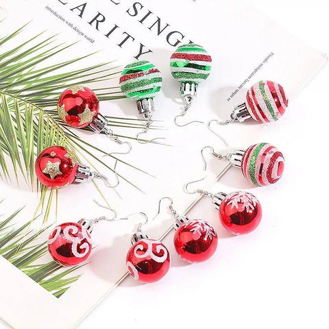 Christmas Earrings New Year Christmas Tree Decoration Red Balls - Froppin