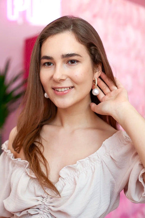 Classic Big White Pearl Vintage Official Dangle Earrings - Froppin