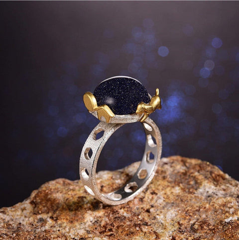 Cosmic Labradorite Ring Solar Anniversary Ring - Froppin