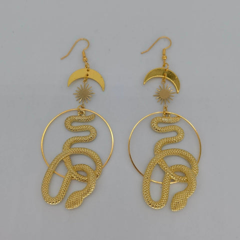 Cosmic Snake Hoops Dangle Earrings - Froppin