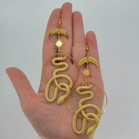 Cosmic Snake Hoops Dangle Earrings - Froppin