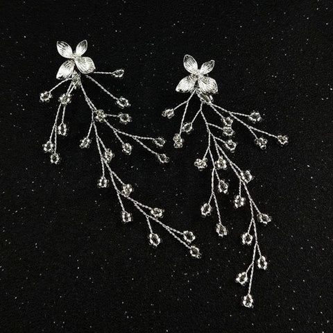 Crystal Bridal Earrings Chandelier Clip On Earrings Crystal Earrings Crystal drop Earrings Rose Gold Bridal Jewelry Silver bridal earrings - Froppin