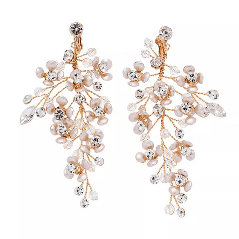 Crystal Bridal Earrings Chandelier Clip On Earrings Crystal Earrings Crystal drop Earrings Rose Gold Bridal Jewelry Silver bridal earrings - Froppin