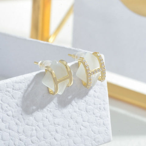 Crystal Earrings, Square Stud Earrings, Zircon H Stone Stud Earrings | Bohemian Style Minimalist Stud Earrings, Healing Crystal Energy - Froppin