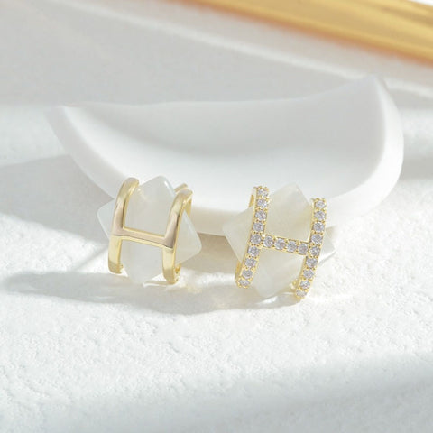 Crystal Earrings, Square Stud Earrings, Zircon H Stone Stud Earrings | Bohemian Style Minimalist Stud Earrings, Healing Crystal Energy - Froppin