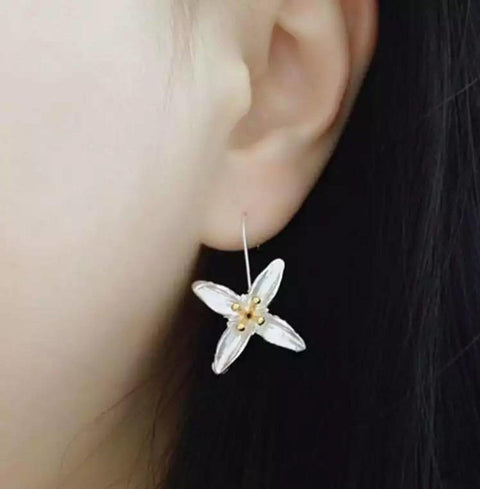 Cuckoo Flower Earrings, 925 Sterling Silver Floral Earrings, Botanical Earrings, Gold Floral Jewelry Spring Flower Charm Cute Petal Earrings - Froppin