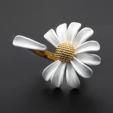 Daisy Ring Gold Day In Sun Flower Ring, Adjustable Band Flower Jewelry, Petal Ring Floral Jewelry Minimalist Bridal Flower Ring Gift For Her - Froppin