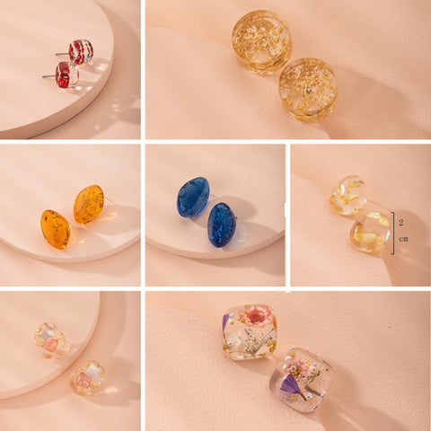 Druzy Handmade Studs 15mm Hypoallergenic Stud Earrings Gifts For Her Easter Spring, Glitter Earrings, Elegant Clear Golden Earrings - Froppin