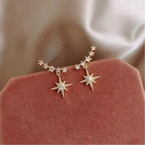 Eight Pointed Star Line Earrings - Froppin